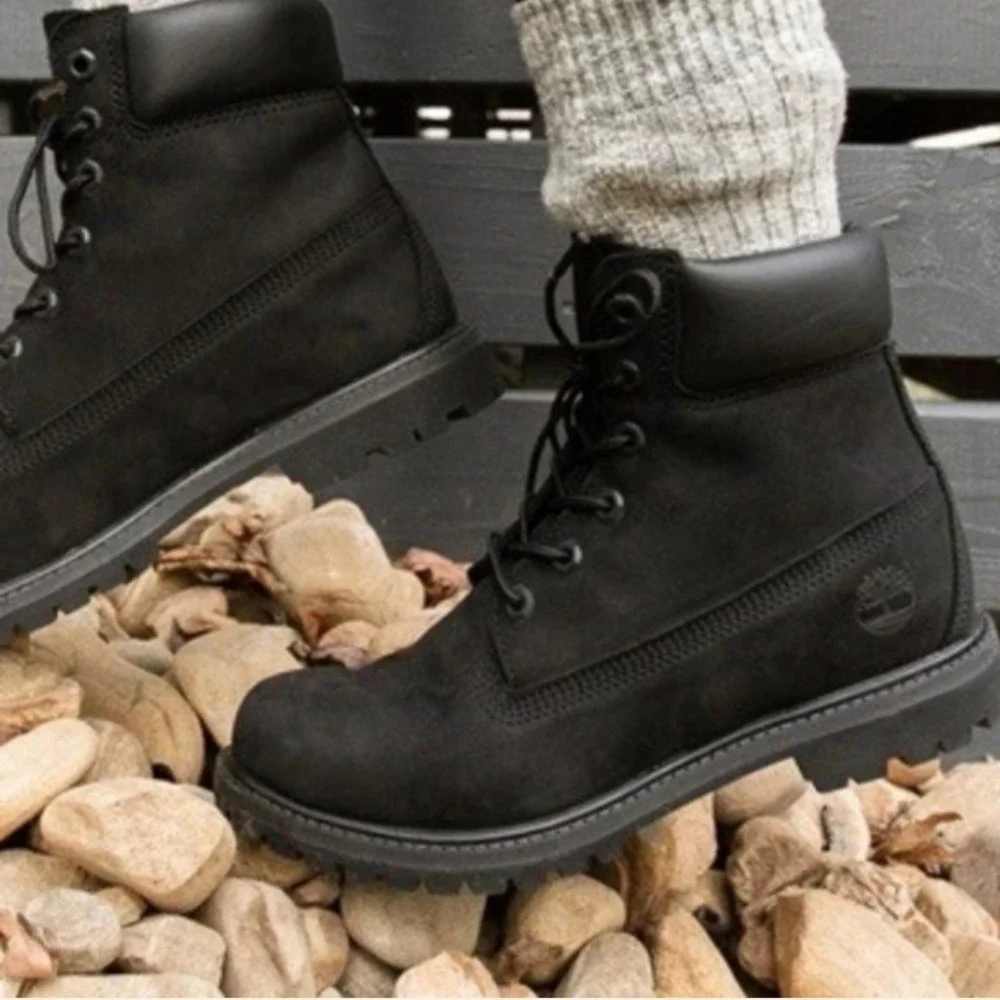 Timberland 6 Inch Premium Waterproof Boots Black Nubuck -Women 9.5 -Men's 8 New